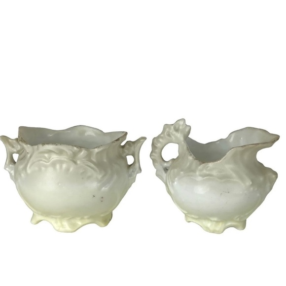 Antique Sugar Creamer Set Marked Germany Gold Trim Ornate - Picture 5 of 10